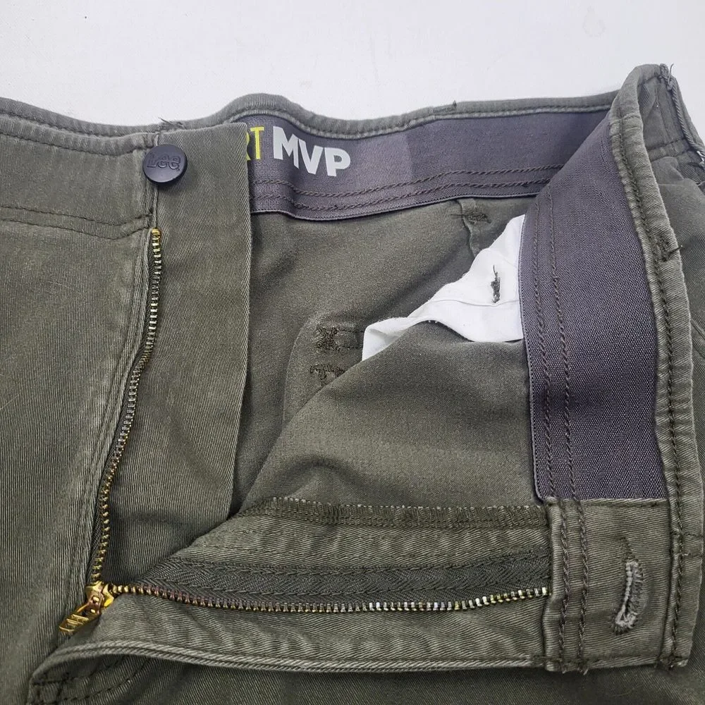 LEE Extreme Comfort MVP Pants Mens 40x29 Green‎ Stretch Relaxed Fit Work Chino